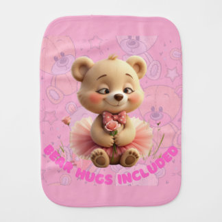 Bear Hugs Included – Sweet Tutu Bear Baby Burp Cloth