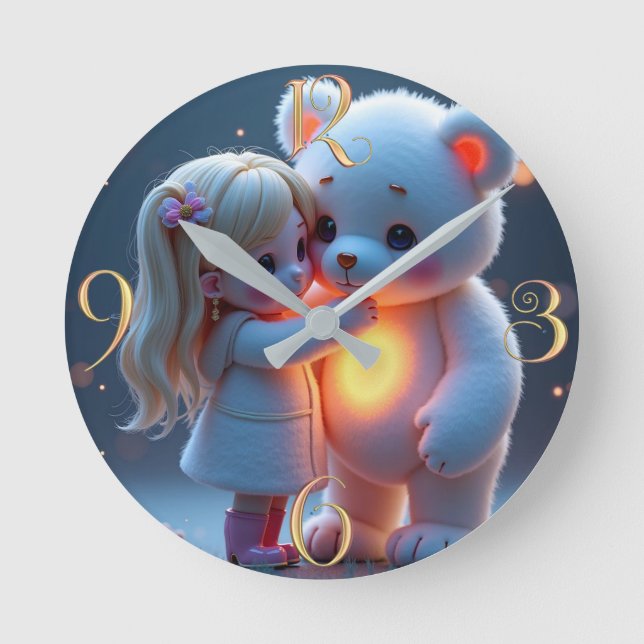 Bear hugs round clock (Front)