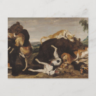 Bear Hunt or, Battle Between Dogs and Bears Postcard