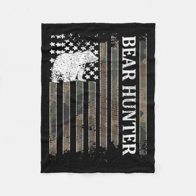 Bear Hunter American Flag Bear Hunting Lover 1  Fleece Blanket (Front)