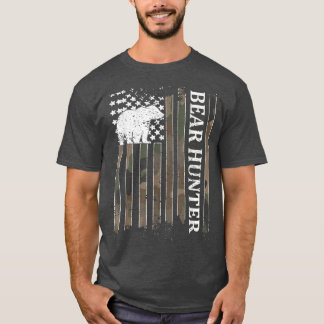 Bear Hunter American Flag Bear Hunting Lover 236 T-Shirt