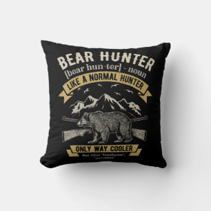 Bear Hunter Vintage Hunting Fun Hunters Definitio Throw Pillow