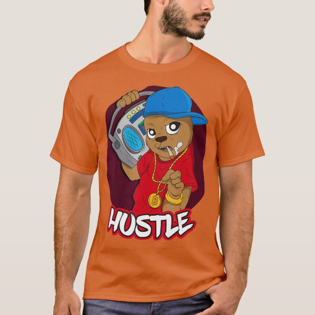 Bear Hustle Hip Hop Money Rap DJ Entrepreneur T-Shirt (Front)