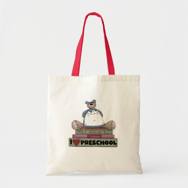 Bear I Love Preschool Tshirts and Gifts Tote Bag (Front)