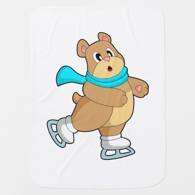 Bear Ice skating Ice skates Baby Blanket (Front)