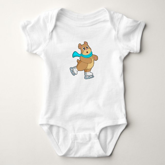 Bear Ice skating Ice skates Baby Bodysuit (Front)
