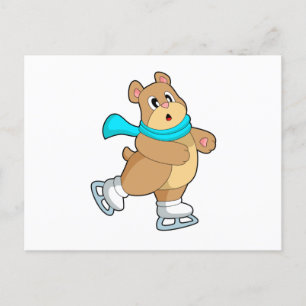 Bear Ice skating Ice skates Postcard