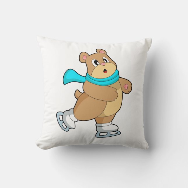 Bear Ice skating Ice skates Throw Pillow (Front)