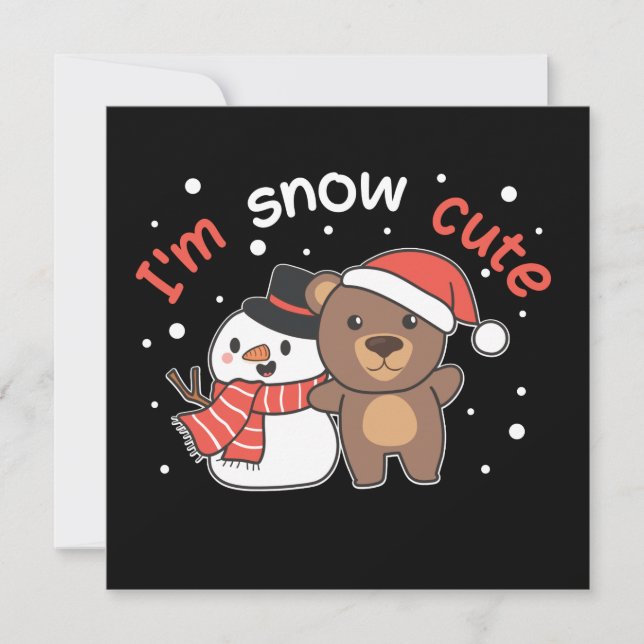 Bear I'm Snow Cute Snowman Snow Pun Invitation (Front)