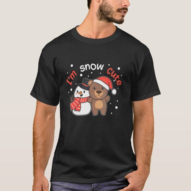 Bear I'm Snow Cute Snowman Snow Pun T-Shirt (Front)