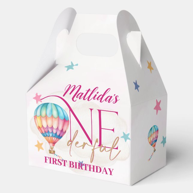 Bear in a Balloon ONEderful 1st Birthday Party Box (Front)
