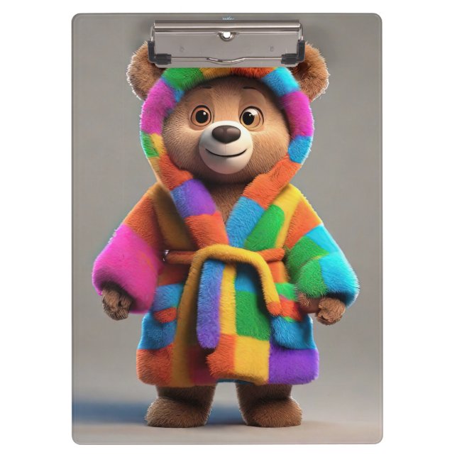 Bear in a colorful robe clipboard (Front)