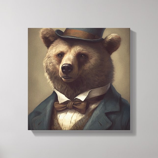 Bear In a Suit | Animal Art | Animal in a Suit Canvas Print (Front)
