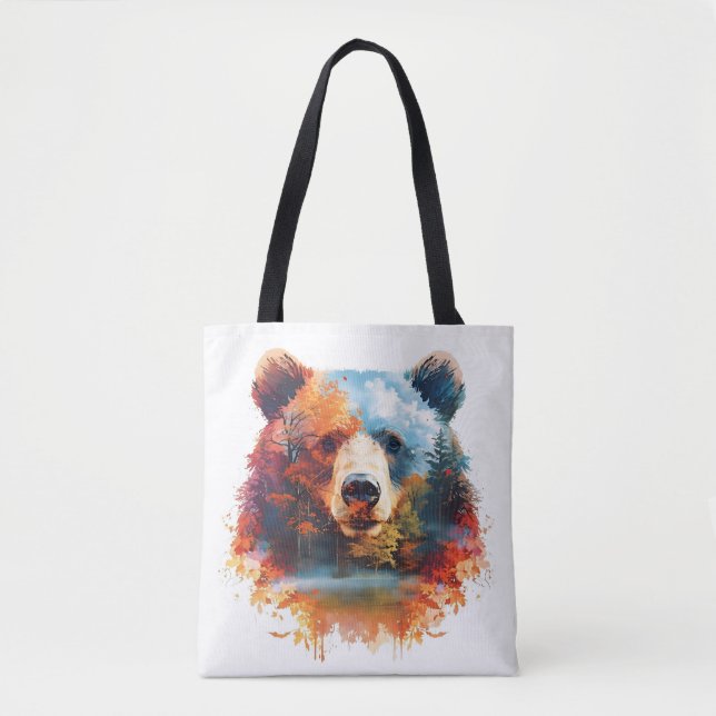 Bear in an Autumn Forest Tote Bag (Front)