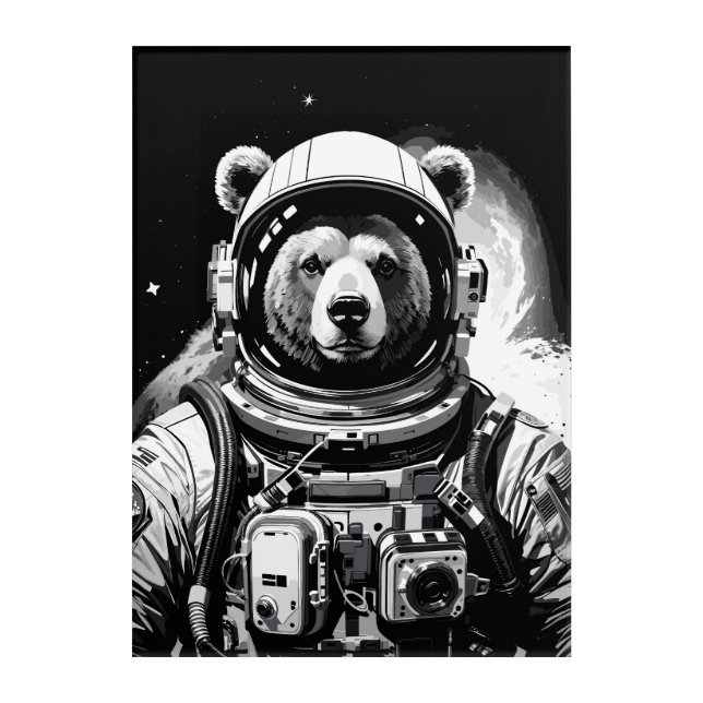 Bear in Astronaut Gear Acrylic Print (Front)