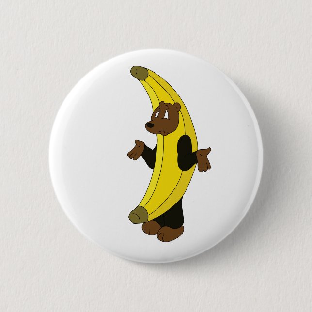 Bear in Banana Suit Pinback Button (Front)