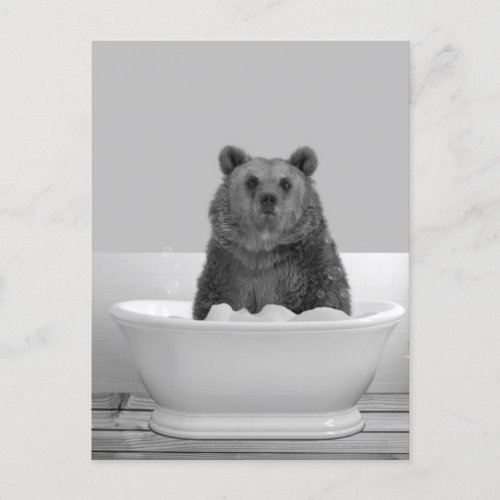 Bear  in Bathtub Bubble bath   Postcard