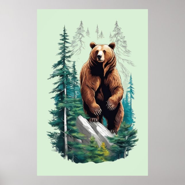 Bear in Forest Nature Lover Poster (Front)