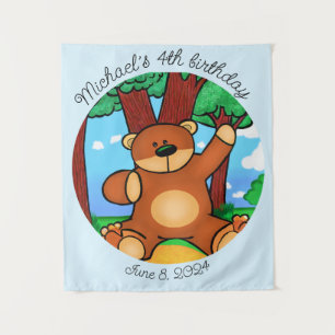 Bear in grassland birthday tapestry