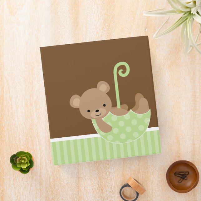 Bear in Green Umbrella Photo Book Binder (In Situ)