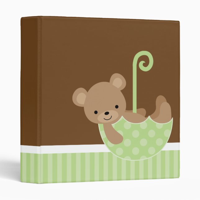 Bear in Green Umbrella Photo Book Binder (Front/Spine)