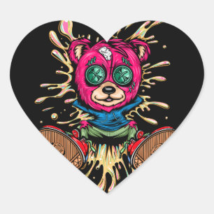 Bear In Honey Heart Sticker
