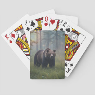 Bear in Magical Forest Poker Cards