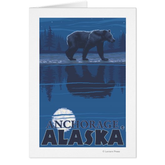 Bear in Moonlight - Anchorage, Alaska Cards (Front)