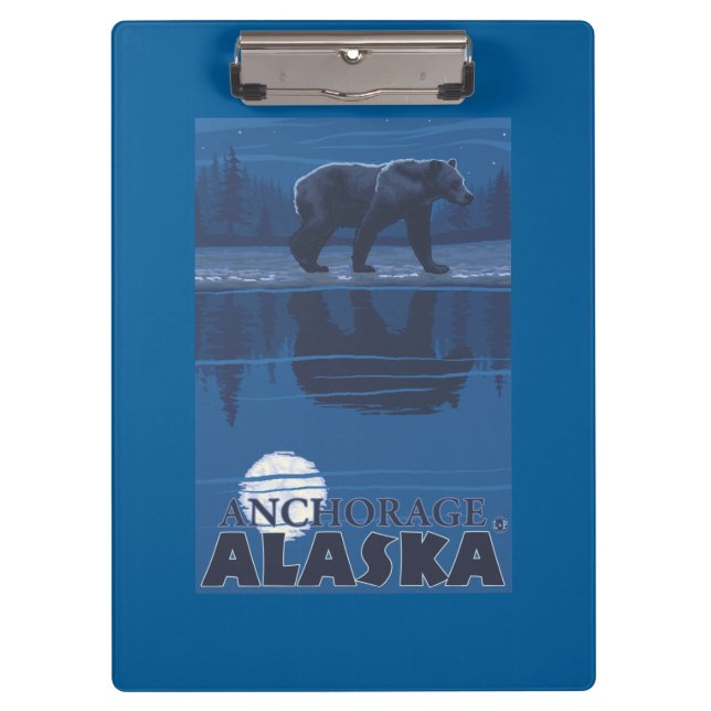 Bear in Moonlight - Anchorage, Alaska Clipboard (Front)