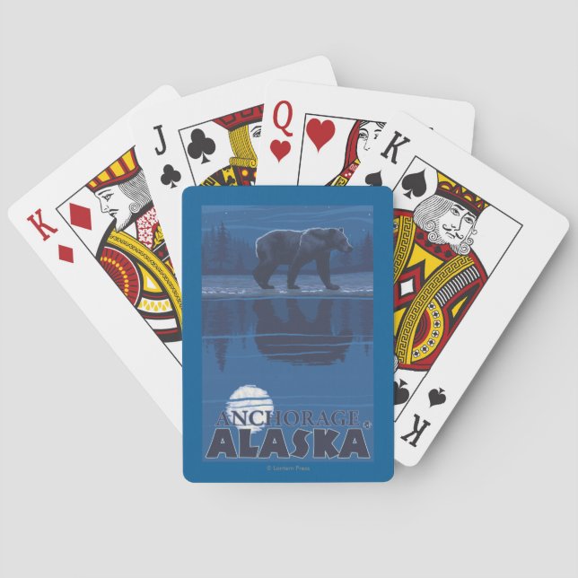 Bear in Moonlight - Anchorage, Alaska Poker Cards (Back)