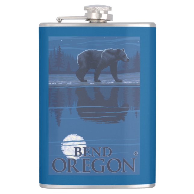 Bear in Moonlight - Bend, Oregon Flask (Front)