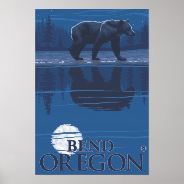 Bear in Moonlight - Bend, Oregon Poster (Front)