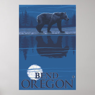 Bear in Moonlight - Bend, Oregon Poster