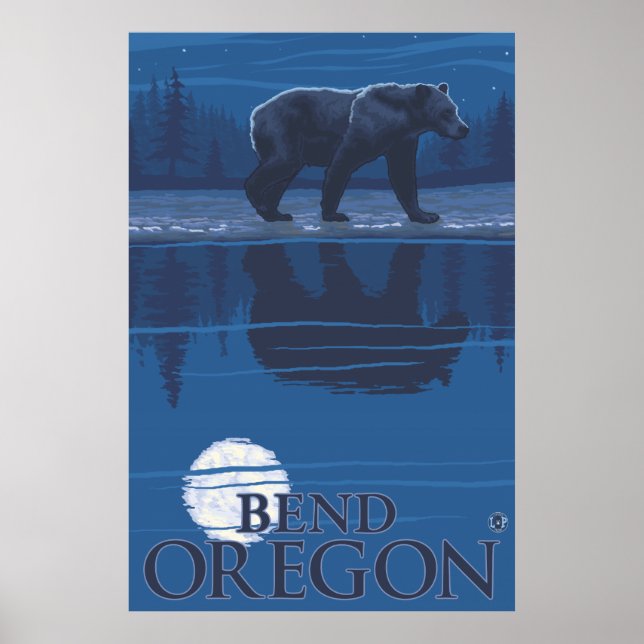 Bear in Moonlight - Bend, Oregon Poster (Front)