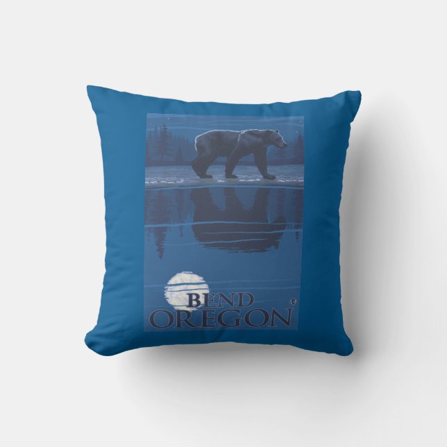 Bear in Moonlight - Bend, Oregon Throw Pillow (Front)