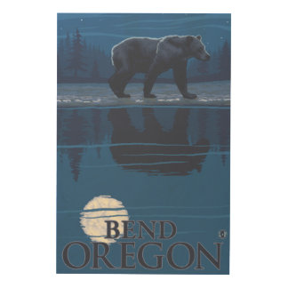 Bear in Moonlight - Bend, Oregon Wood Wall Decor