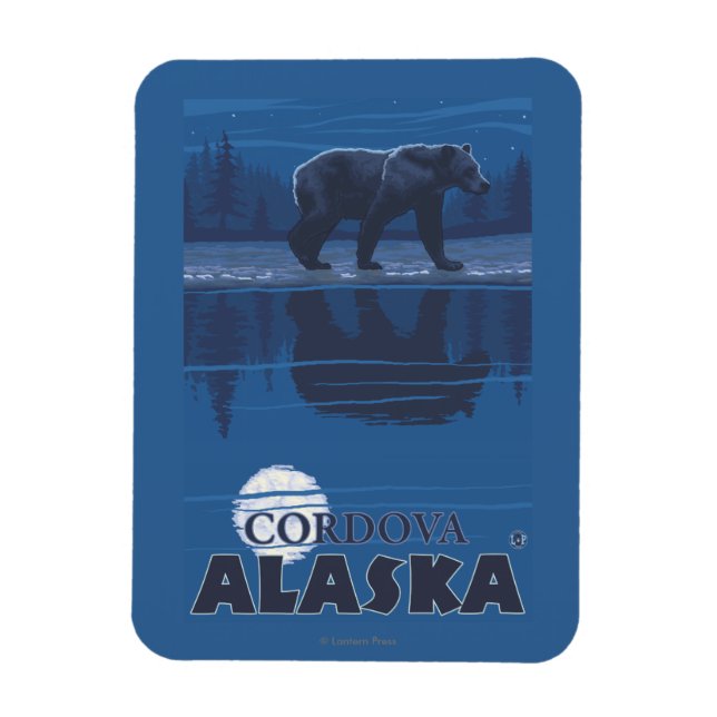 Bear in Moonlight - Cordova, Alaska Magnet (Vertical)