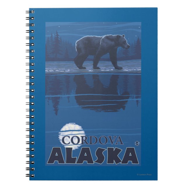 Bear in Moonlight - Cordova, Alaska Notebook (Front)