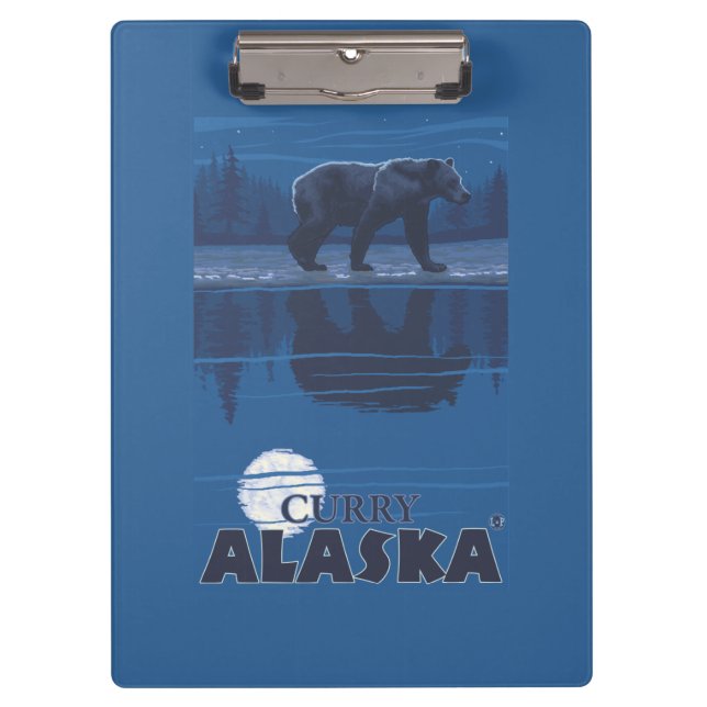 Bear in Moonlight - Curry, Alaska Clipboard (Front)