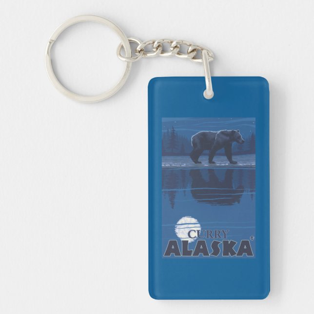 Bear in Moonlight - Curry, Alaska Keychain (Front)