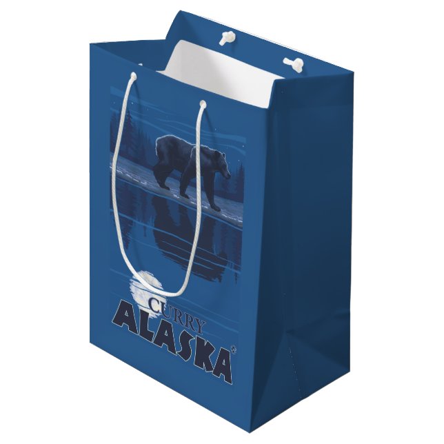 Bear in Moonlight - Curry, Alaska Medium Gift Bag (Front Angled)