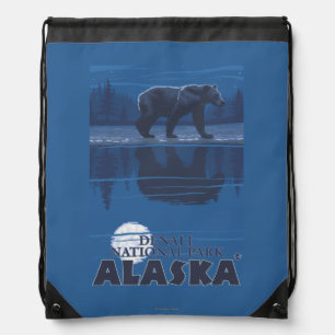 Bear in Moonlight - Denali National Park, Alaska Drawstring Bag