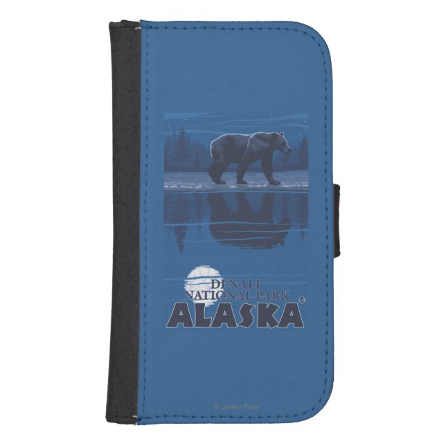Bear in Moonlight - Denali National Park, Alaska Samsung Galaxy Wallet Case (Front)