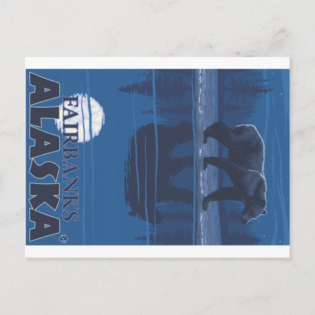 Bear in Moonlight - Fairbanks, Alaska Postcard (Front)