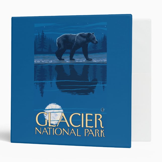 Bear in Moonlight - Glacier National Park, MT Binder (Front/Inside)