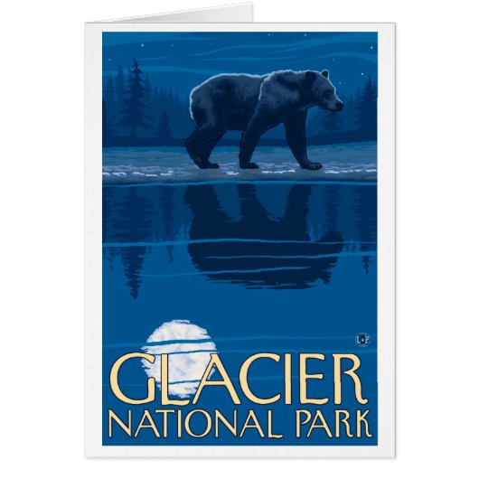 Bear in Moonlight - Glacier National Park, MT Cards (Front)