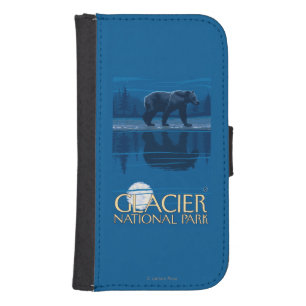 Bear in Moonlight - Glacier National Park, MT Phone Wallet