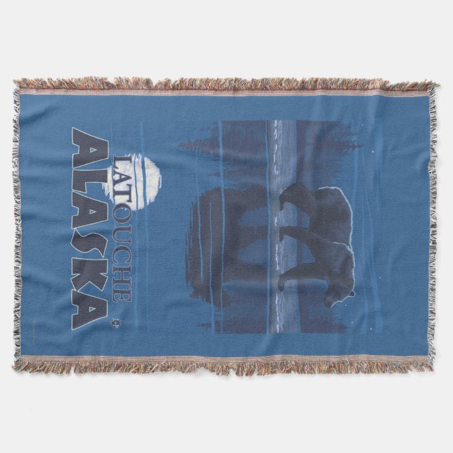 Bear in Moonlight - Latouche, Alaska Throw Blanket (Front)