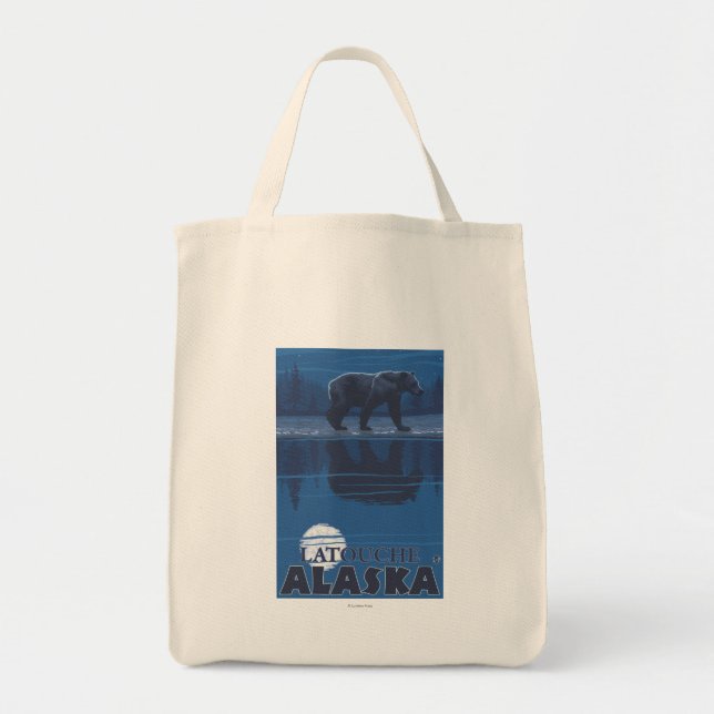 Bear in Moonlight - Latouche, Alaska Tote Bag (Front)