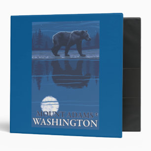 Bear in Moonlight - Mount Adams, Washington 3 Ring Binder